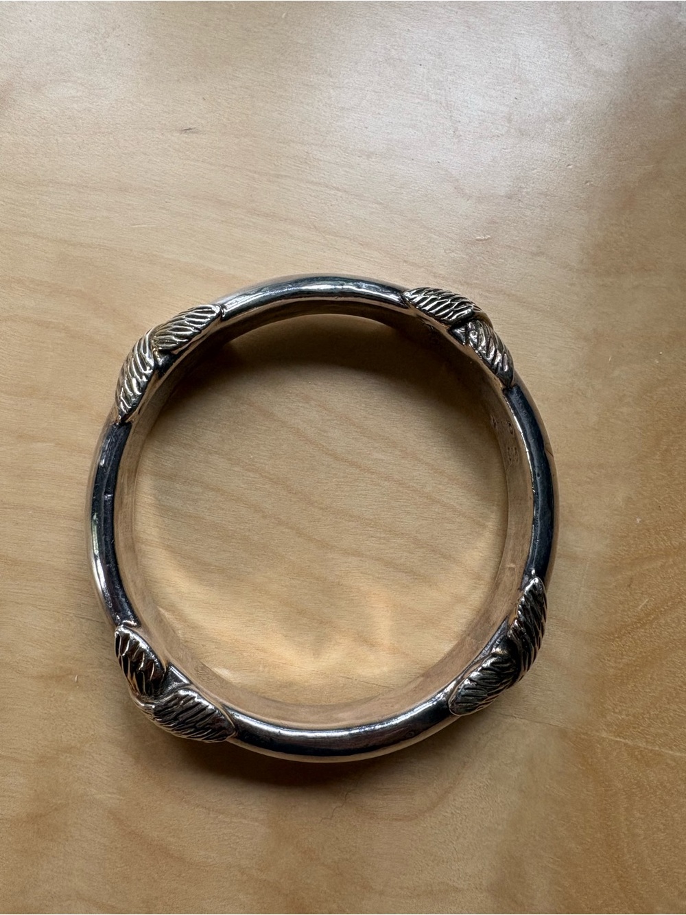 925 Sterling Silver Hinged Bangle Bracelet w/ Rope Knot Accents - Picture 4 of 5
